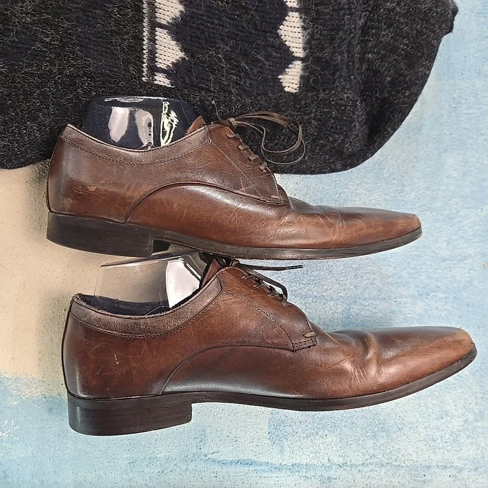 Vero Cuoio Men Oxfords Sz 41 Brown Leather Lace Dress Shoes Mr. B's Aldo Romania